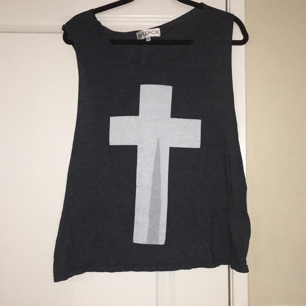 Wildfox couture cross tank top grey